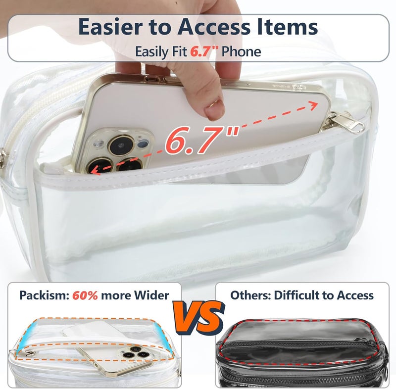 Packism Clear Fanny Pack Stadium Approved - Plus Size 35-51 inches Adjustable Strap Clear Belt Bag for Women Men Transparent Waist Bag for Concerts, Sporting Events - White - Image 5